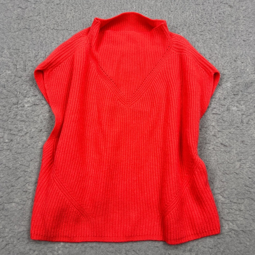 Anthropologie Enza Sweater Vest Womens XL Red 100% Cashmere Oversized Sleeveless